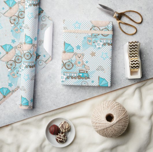 Baby Boy Carriage Cadeaupapier (Crafts)
