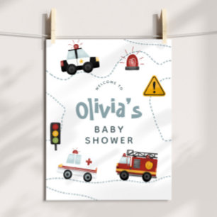 Baby Boy Cars Schattige Baby shower Welkomstbord Perfect Poster