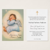 Baby Boy Catholic Funeral Memorial Holy Card - (Devant & derrière)