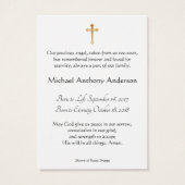 Baby Boy Catholic Funeral Memorial Holy Card - (Dos)