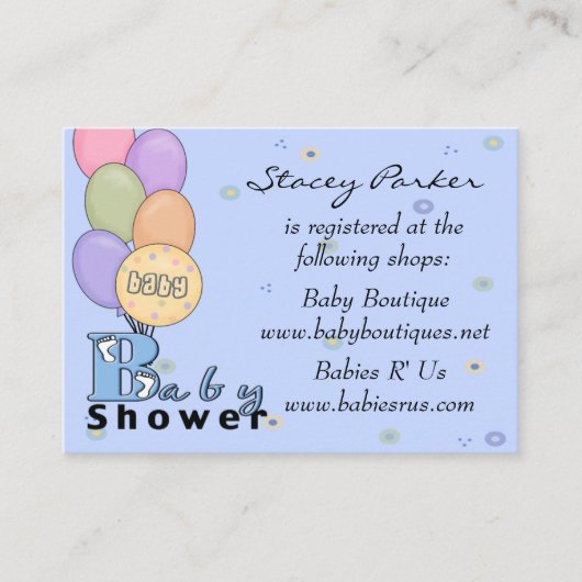 Baby Boy Celebration Registry Kaarten (Voorkant)
