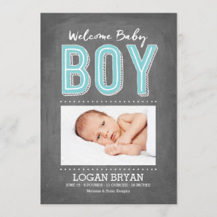Baby Boy Chalkboard   Faire-part de naissance