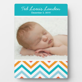 Baby Boy Chevron Foto Plaque Fotoplaat