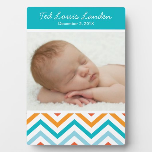 Baby Boy Chevron Foto Plaque Fotoplaat (voorkant)