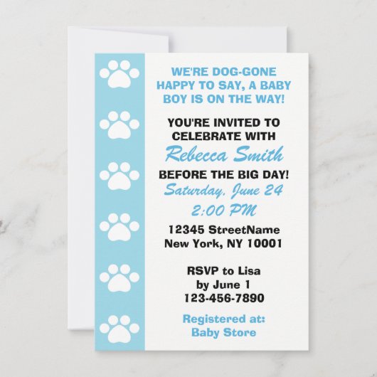 Baby Boy - Chien Thème Baby Shower Invitations (Devant)