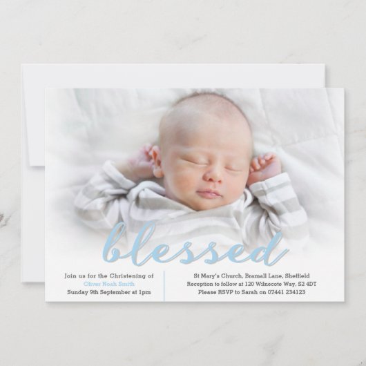Baby Boy Christening/Baptism Invitation (Devant)