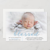 Baby Boy Christening/Baptism Invitation (Devant / Derrière)