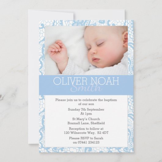 Baby Boy Christening/Baptism Invitation (Devant)