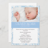 Baby Boy Christening/Baptism Invitation (Devant / Derrière)