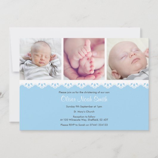 Baby Boy Christening/Baptism Invitation (Devant)