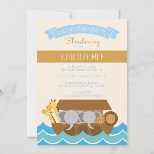 Baby Boy Christening/Baptism Invitation (Devant)