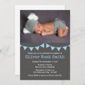 Baby Boy Christening/Baptism Invitation (Devant / Derrière)
