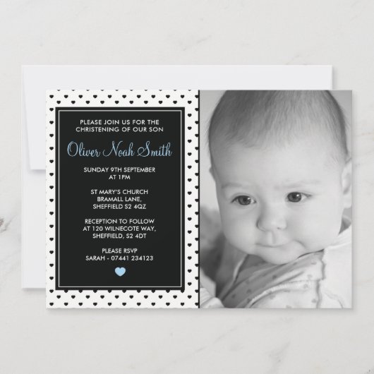 Baby Boy Christening/Baptism Uitnodiging (Voorkant)