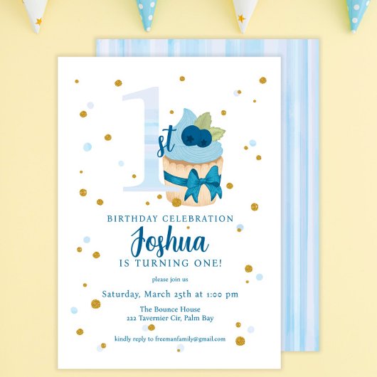 Baby Boy classique 1er anniversaire Invitation de 