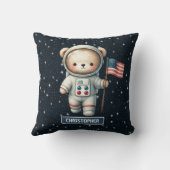 Baby Boy Coussin avec Space Teddy Bear Nom personn (Verso)