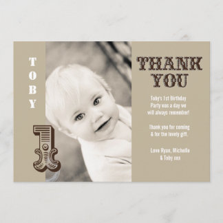 Baby Boy Cowboy 1er anniversaire Merci Carte photo