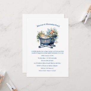 Baby Boy Cradle Ceremonie Floral Kaart