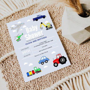 Baby Boy Cute Blue Car Travel Baby shower Kaart