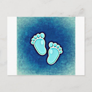 Baby Boy Cute Footprints Baby's wieg Pasgeboren Bl Briefkaart