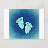 Baby Boy Cute Footprints Baby's wieg Pasgeboren Bl Briefkaart (Voorkant)