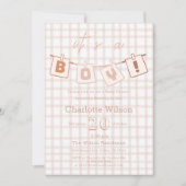 Baby-boy Cute Invitation Bain Marron Vichy Notedry (Devant)