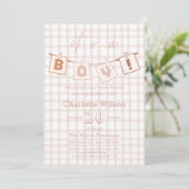 Baby-boy Cute Invitation Bain Marron Vichy Notedry (Debout devant)