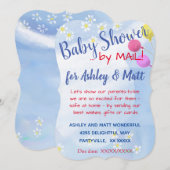 Baby Boy Daisies Balloons Baby shower Invitation (Devant / Derrière)