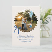 Baby Boy de Noël Faire-part Bleu Bow (Debout devant)