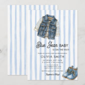  Baby Boy Denim Blue Jean Baby Shower Invitation (Devant / Derrière)