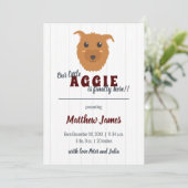 Baby Boy Dog Maroon Baby Aankondiging (Staand voorkant)