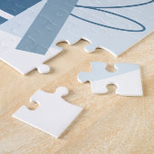 Baby Boy Dog Zwangerschap Aankondiging (Blauw) Legpuzzel (Zijkant)