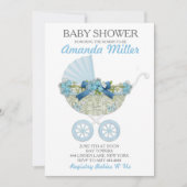 Baby Boy Douche Carriage Invitations (Devant)