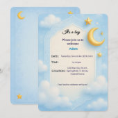 Baby Boy Douche Invitation - Blue Elegant Design (Devant / Derrière)