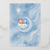 Baby Boy Douche Invitation Lune Étoiles Aquarelle (Verso)