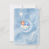 Baby Boy Douche Invitation Lune Étoiles Aquarelle (Dos)