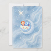 Baby Boy Douche Invitation Lune Étoiles Aquarelle (Dos)