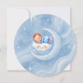 Baby Boy Douche Invitation Lune Étoiles Aquarelle (Dos)
