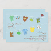 Baby Boy Douche Platte uitnodiging (Voorkant / Achterkant)