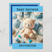 Baby Boy Douche Platte uitnodiging (Voorkant / Achterkant)