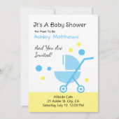 Baby Boy Douche Poussette Invitation (Devant)
