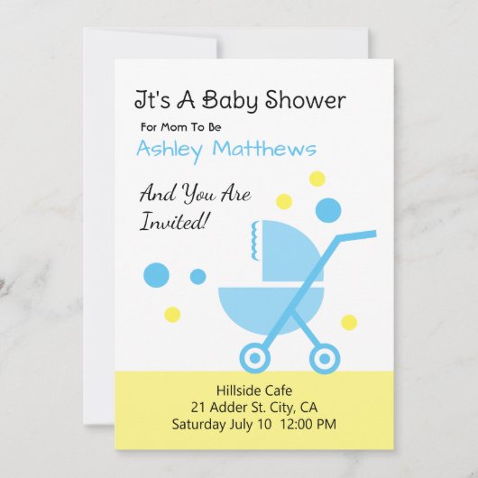 Baby Boy Douche Poussette Invitation (Devant)