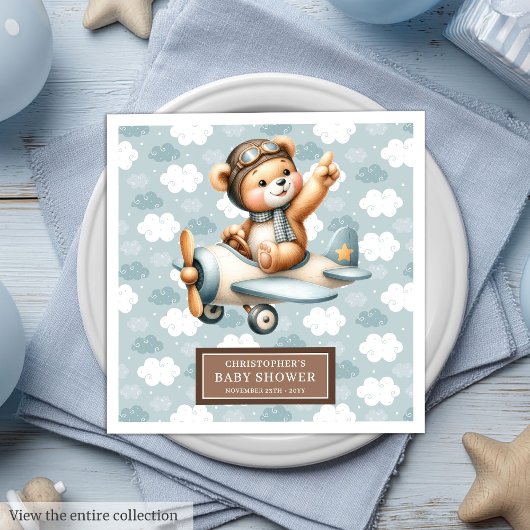 Baby Boy Douche Servetten Teddy Bear Pilot Ontwerp