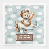 Baby Boy Douche Servetten Teddy Bear Pilot Ontwerp (Voorkant)