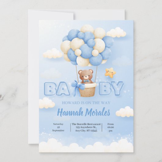 Baby Boy Douche Uitnodigingen (Voorkant)