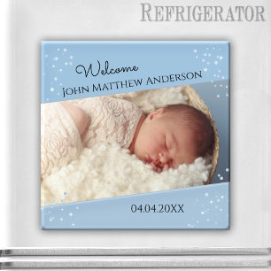 Baby Boy Dusty Blue Sparking Photo Magnet Magneet