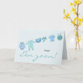 Baby Boy Dutch Gefeliciteerd Kaart (Gele Bloem)