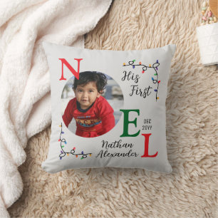 Baby Boy Eerste Kerstfeest Eerste Noel Foto Kussen