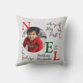 Baby Boy Eerste Kerstfeest Eerste Noel Foto Kussen (Achterkant)