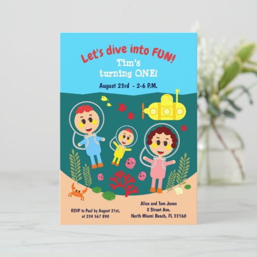 Baby boy eerste verjaardag zomerfeest kaart (Staand voorkant)