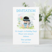 Baby Boy eerste verjaardagsfeestje Kaart (Staand voorkant)